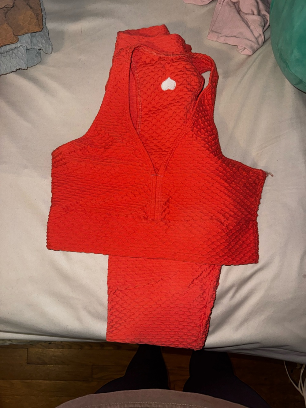Booty by Brabants Orange Textured High-Waist Leggings & Sports Bra Set